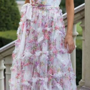 Floral White and Pink Women's Dress